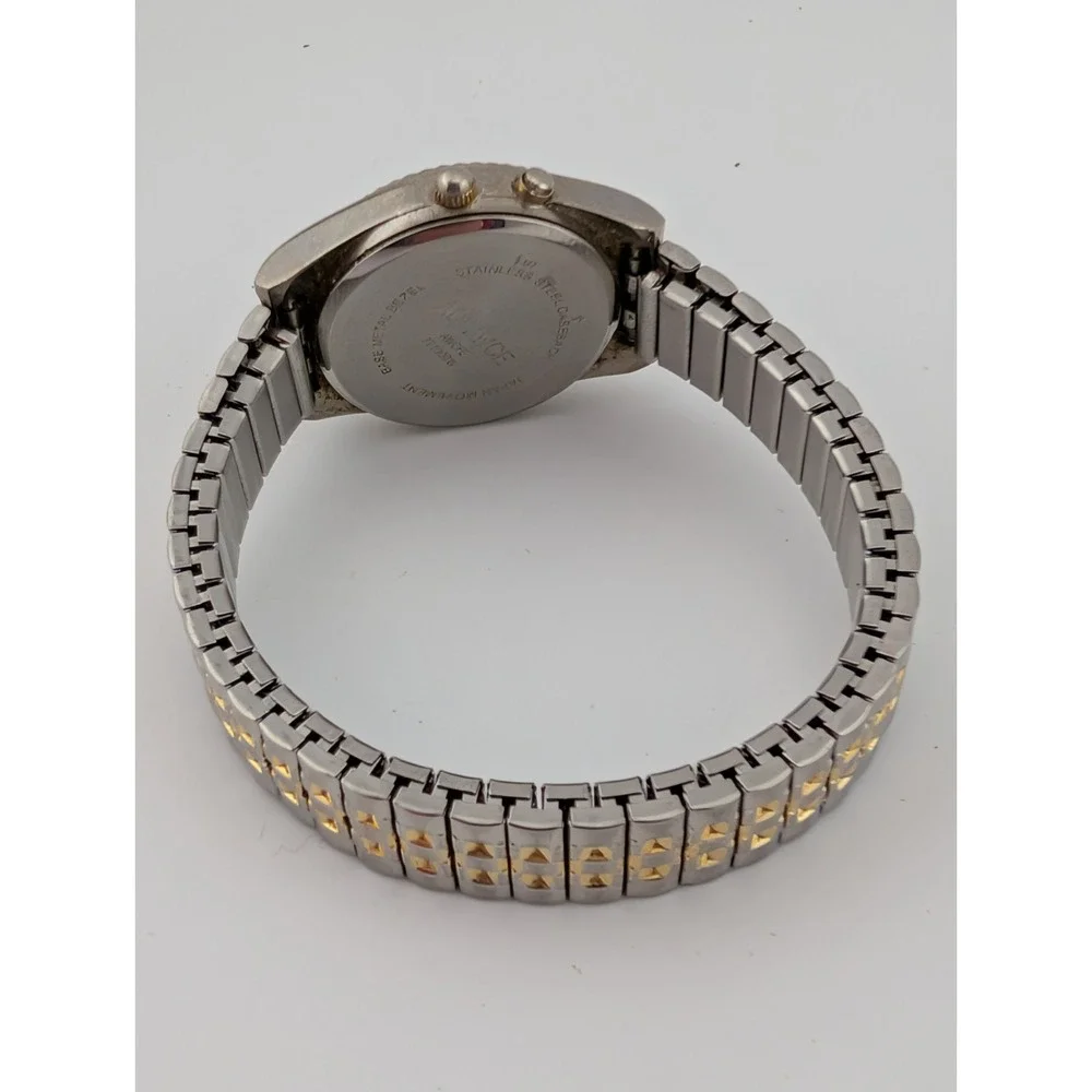Watch-It Women's Watch Night Light Two‎ Tone Stretch Band 28mm Case- New Battery